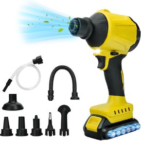 2AH Battery Cordless Air Pump Duster for Dewalt 20V Battery, Electric Air Duster with LED Light, Vacuum 2 in 1 Leaf Cleaning Brushless Handheld Blower for Home and Outdoor (Includes 2A Battery)