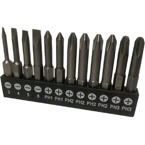 12 Piece Slotted Phillips Screwdriver Bits for Drill, 1/4 Inch Hex Shank Magnetic Drill Bit Set S2 Steel 2 Inch Long Drill Screwdriver Bit Set (2 Inch)
