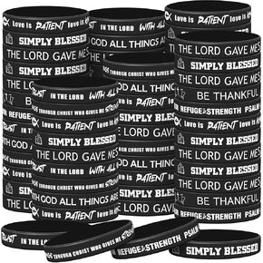 Syhood 200 Pcs Religious Silicone Bracelets Bulk Christian Scripture Rubber Bracelets Bible Verse Bracelets Inspirational Spiritual Wristbands for Men Women Kids Teens Party Gifts