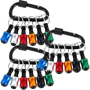 18Pcs Bit Holder Keychain 1/4inch Aluminum Alloy Hex Shank Screwdriver Bits Holder Light-Weight Quick-Change Extension Bar Keychain Drill Screw Adapter Change Portable