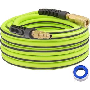 خرطوم ضاغط الهواء 1/4 بوصة × 25 قدم خرطوم هجين مع تركيبات، مرن ومقاوم للالتواء، 1/4 بوصة قارنة توصيل سريعة من النحاس الصناعي ومجموعة خرطوم ضاغط الهواء الهجين in Kuwait