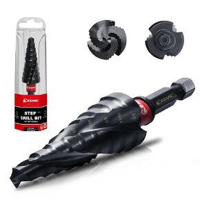 EZARC Step Drill Bit for Metal, M35 Cobalt Unibit Step Drill Bit Set 1/8"-7/8"(3pcs) Wear-Resistant AlTiN Coated, 1/4" Hex Shank for Metal, Stainless Steel, Aluminum, Plastic