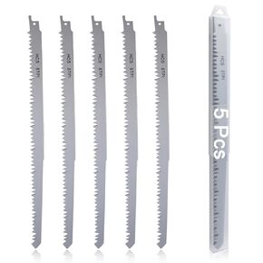 SPEEDWOX Wood Pruning Reciprocating Saw Blades 5-Piece 12-Inch 5 TPI Wood Cutting Reciprocating Saw Blades for Wood Construction Wood Cutting PVC Pipe Cutting Tree Pruning Reciprocating Saw Blade Set