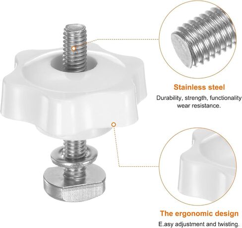 HARFINGTON 10Set T Track Bolts Knob Kit M6 x 40mm Threaded Bolts M6 x 32mm Hex Hand Nut Clamping Knob with Washer for Woodworking Jigs and Fixtures, Black in Saudi Arabia