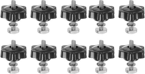 HARFINGTON 10Set T Track Bolts Knob Kit M6 x 40mm Threaded Bolts M6 x 32mm Hex Hand Nut Clamping Knob with Washer for Woodworking Jigs and Fixtures, Black in Saudi Arabia