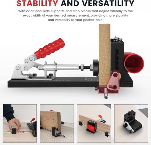 Pocket Hole Jig Kit with Side Support Adjustable Drill Guide with Drill Bit Limiter for Woodworking Aluminum Dowel Jig XK4 PRO in Saudi Arabia