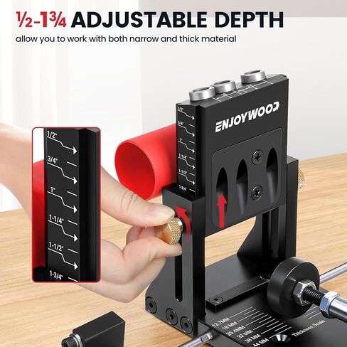 Pocket Hole Jig Kit with Side Support Adjustable Drill Guide with Drill Bit Limiter for Woodworking Aluminum Dowel Jig XK4 PRO in Saudi Arabia