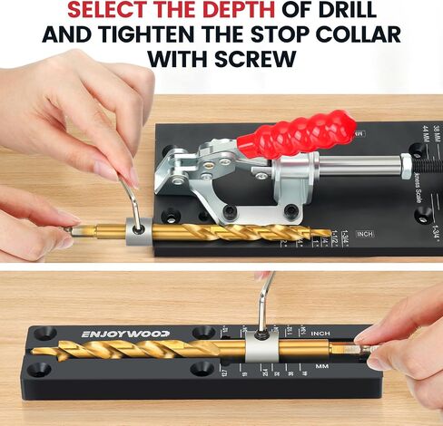 Pocket Hole Jig Kit with Side Support Adjustable Drill Guide with Drill Bit Limiter for Woodworking Aluminum Dowel Jig XK4 PRO in Saudi Arabia