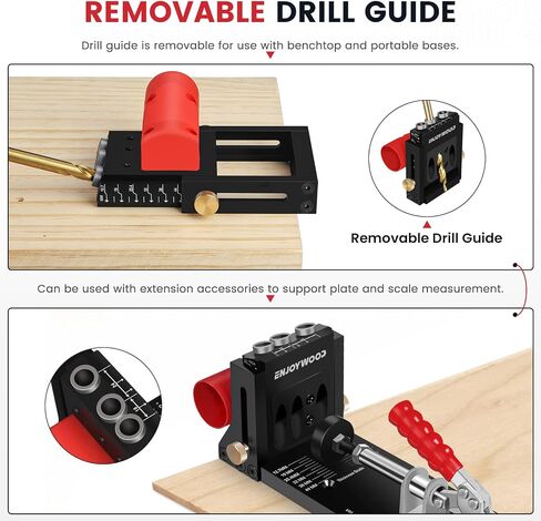 Pocket Hole Jig Kit with Side Support Adjustable Drill Guide with Drill Bit Limiter for Woodworking Aluminum Dowel Jig XK4 PRO in Saudi Arabia