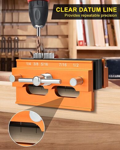 Dowel Jig، مجموعة أدوات التثبيت ذاتية التمركز من Allmake مع 6 البطانات دليل الحفر للثقوب المستقيمة، مجموعة نجار البسكويت الألومنيوم الثقيلة لمفاصل النجارة، عرض لقط قابل للتعديل 2.4 بوصة in Kuwait
