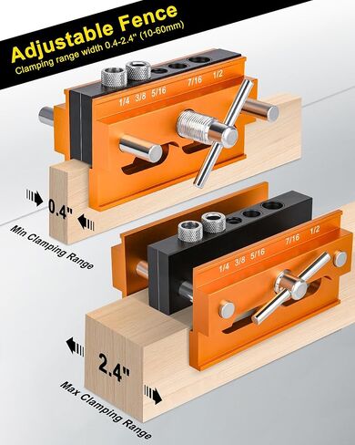 Dowel Jig، مجموعة أدوات التثبيت ذاتية التمركز من Allmake مع 6 البطانات دليل الحفر للثقوب المستقيمة، مجموعة نجار البسكويت الألومنيوم الثقيلة لمفاصل النجارة، عرض لقط قابل للتعديل 2.4 بوصة in Kuwait