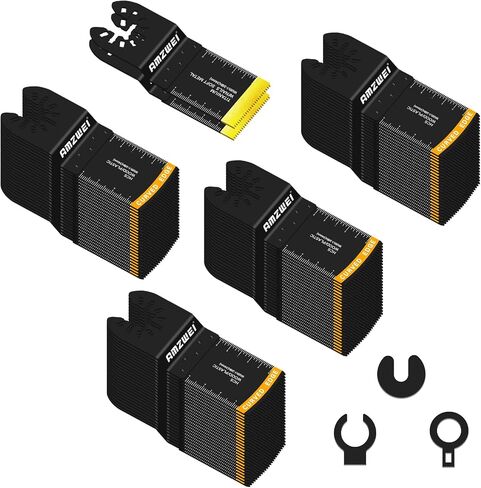 100Pcs Multi Tool Blades, Titanium and HCS Professional Oscillating Saw Blades for Wood Plastic Metal, Curved Edge Oscillating Tool Blades Fit for Dewalt, Milwaukee, Makita, Ryobi, Rockwell in Saudi Arabia