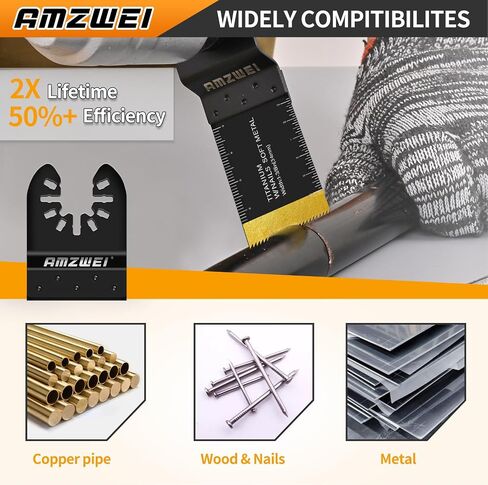 100Pcs Multi Tool Blades, Titanium and HCS Professional Oscillating Saw Blades for Wood Plastic Metal, Curved Edge Oscillating Tool Blades Fit for Dewalt, Milwaukee, Makita, Ryobi, Rockwell in Saudi Arabia