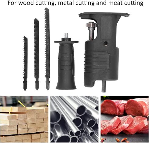 Electric Reciprocating Saw Kit, Cordless Drill Portable Jigsaw Adapter with 3 Blades for Metal Wood Cutting Jigsaws in Saudi Arabia