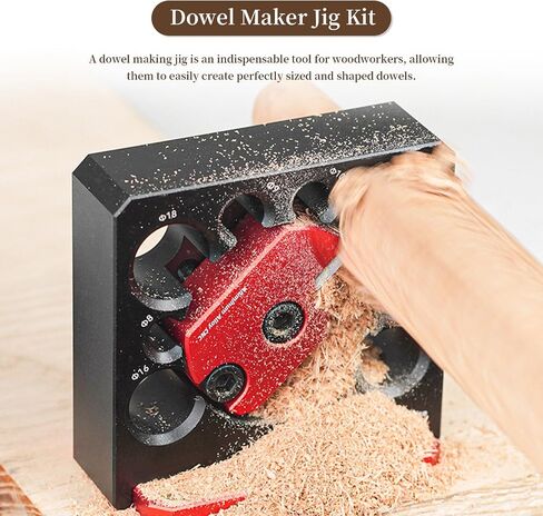 Dowel Maker Jig Kit, Metric 8mm to 20mm Adjustable Dowel Maker Jig, 8 Hole Electric Drill Milling Solid Wood Round Rod Auxiliary Tool, for Wooden Rods Sticks Woodworking in Saudi Arabia