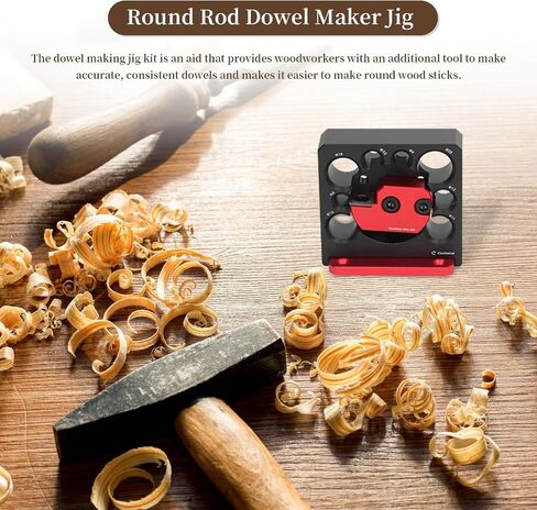 Dowel Maker Jig Kit, Metric 8mm to 20mm Adjustable Dowel Maker Jig, 8 Hole Electric Drill Milling Solid Wood Round Rod Auxiliary Tool, for Wooden Rods Sticks Woodworking in Saudi Arabia