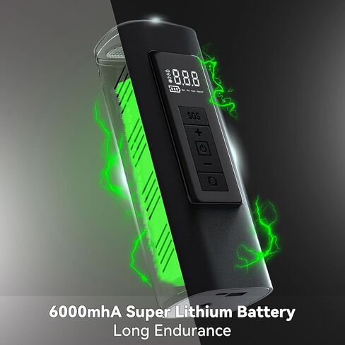 منفاخ إطارات ضاغط هواء LED لاسلكي - محمول، متعدد الوظائف، أوتوماتيكي ورقمي مع مقياس الضغط وإيقاف تلقائي - مضخة هواء للسيارة والدراجة والدراجات النارية والكرة - 6000 مللي أمبير في الساعة in Kuwait