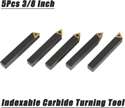 findmall Lathe Turning Tools 5Pcs 3/8 Inch Indexable Carbide Turning Tool Holder Set with 5Pcs Carbide Inserts Fit for Finishing Operations in Saudi Arabia