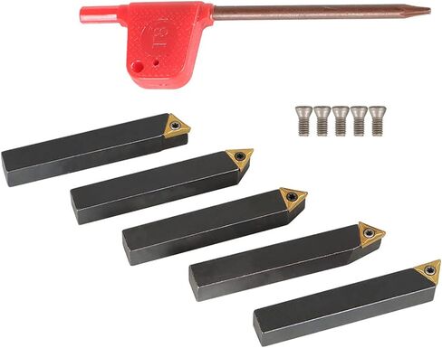 findmall Lathe Turning Tools 5Pcs 3/8 Inch Indexable Carbide Turning Tool Holder Set with 5Pcs Carbide Inserts Fit for Finishing Operations in Saudi Arabia