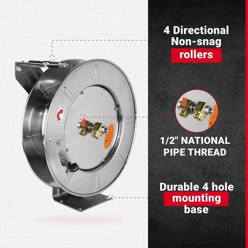 Milton 2750-12SS: Stainless Steel Hose Reel W/ 1/2" Fittings (No Hose) in Saudi Arabia
