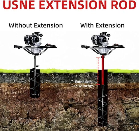 جهاز تمديد Power Auger مقاس 18 بوصة يستخدم لاستبدال حفارات الفتحات الخلفية متوافق مع عمود 3/4 بوصة (أحمر) مناسب لرأس الطاقة لحفر التربة والجليد in Kuwait