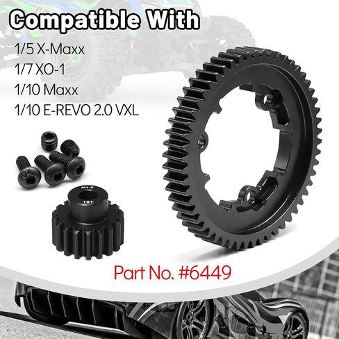 OGRC 46T 1 Mod ترس صلب مقوى مع ترس ترس محرك 18T لـ Traxxas 1/5 X-Maxx 1/7 XO-1 1/10 Maxx/E-Revo 2.0 VXL استبدال جزء المخزون #6447 in Kuwait