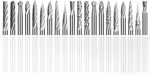 20 Pieces Aluminum Cutting Burr - 1/8" Shank Double Slot Tungsten Carbide Steel Cutting Burs Engraving Bits Carbide File for Dremel Rotary Tools in Saudi Arabia