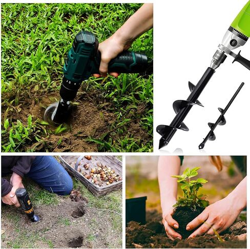 Auger Drill bit Set 3.5x12& 9x1.5 Inch Auger Drill Bit for Planting Garden Auger Spiral Drill Bit for 3/8"Hex Driver Drill Bulb & Bedding Garden Drill Planter with Gardening Gloves in Saudi Arabia