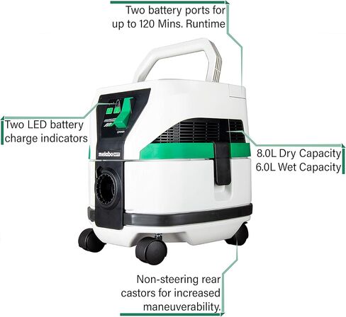 Metabo HPT MultiVolt Wet/Dry Vacuum | Tool Body Only | Optional 36V MultiVolt Batttery or AC Adapter Sold Separately | 2.1 Gallon Capacity Dry | 1.6 Gallon Capacity Wet | Brushless | RP3608DAQ4, White in Saudi Arabia
