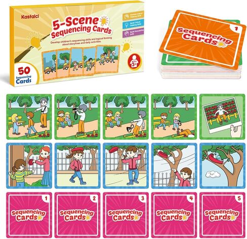 Sequencing Cards, Sequence Game for Kids, Speech Therapy Materials for Autism, Improve Storytelling,Social Skills, Sentence Building, Preschool Learning Activities for Classroom & Homeschool in Kuwait