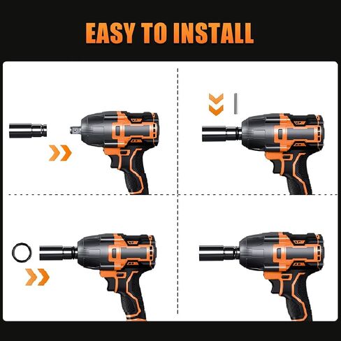 4 قطع مقابس محرك 1/2 بوصة وقضيب تمديد، مقبس أنثى سداسي 17/19/21/24 ملم للسقاطة (أسود) in Kuwait