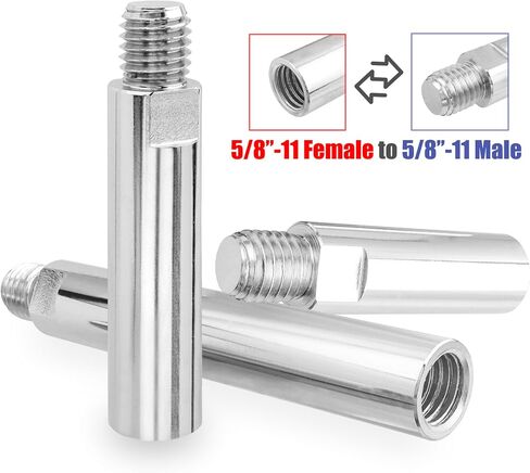 Yakamoz 3 قطع زاوية طاحونة تمديد توصيل قضيب 5/8 "-11 موضوع زاوية طاحونة تمديد رمح الروتاري الملمع تمديد طاحونة المرفقات، الفولاذ المقاوم للصدأ، 3"، 4"، 5-1/2" طول in Saudi Arabia