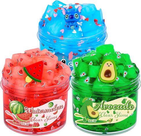 3 Pack Christmas Clear Slime Kit with Jelly Cubes and Cute Star Xmas Tree Charm Add Ins, Premade Holiday Crunchy Crystal Slime for Girls Boys, Kids Slime Party Favors Stocking Stuffers in Kuwait