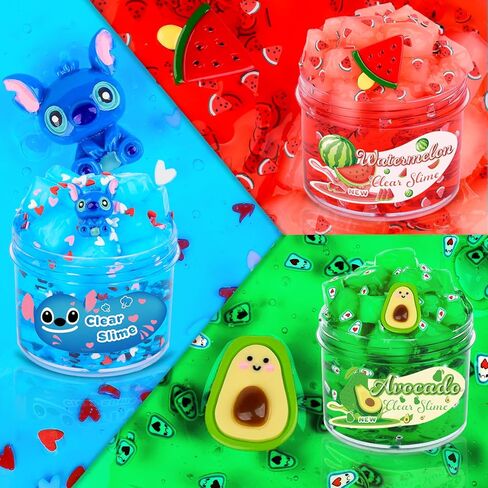 3 Pack Christmas Clear Slime Kit with Jelly Cubes and Cute Star Xmas Tree Charm Add Ins, Premade Holiday Crunchy Crystal Slime for Girls Boys, Kids Slime Party Favors Stocking Stuffers in Kuwait