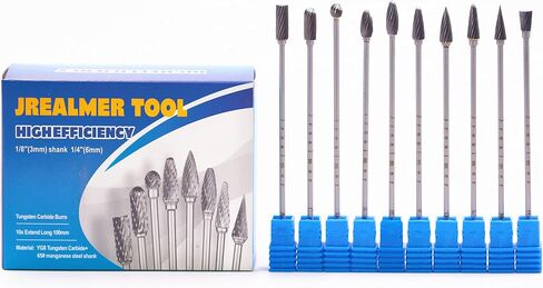 10pcs 1/8" Shank Extend Long Head 4"(100mm) Tungsten Carbide Burr Rotary Burrs for Die Grinder in Saudi Arabia