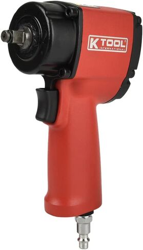 مفتاح ربط صغير يعمل بالهواء المضغوط 81201 من K Tool International مع محرك 3/8 بوصة للكراجات ومحلات الإصلاح والأعمال اليدوية، مدمج، 350 قدم/رطل، 8500 دورة في الدقيقة، 90 رطل لكل بوصة مربعة، 5.3 قدم مكعب في الدقيقة، هيكل مطرقة مزدوجة، مشغل مسدس in Saudi Arabia