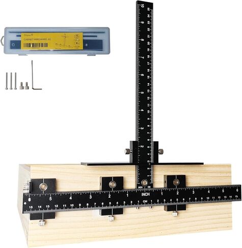 أداة تثبيت أدوات الخزانة، قالب مقبض الخزانة، دليل حفر للتركيب الدقيق للأبواب والدرج، المقابض الأمامية والمقابض، محدد موقع الثقب، قوالب وتد الحفر الخشبية مع صندوق in Kuwait