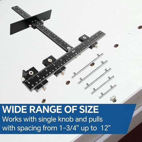 أداة تثبيت أدوات الخزانة، قالب مقبض الخزانة، دليل حفر للتركيب الدقيق للأبواب والدرج، المقابض الأمامية والمقابض، محدد موقع الثقب، قوالب وتد الحفر الخشبية مع صندوق in Kuwait