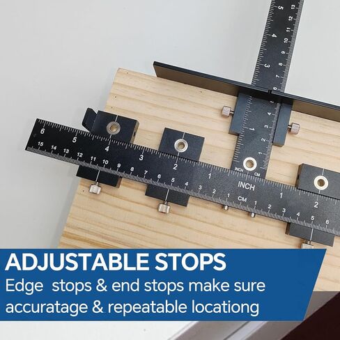 أداة تثبيت أدوات الخزانة، قالب مقبض الخزانة، دليل حفر للتركيب الدقيق للأبواب والدرج، المقابض الأمامية والمقابض، محدد موقع الثقب، قوالب وتد الحفر الخشبية مع صندوق in Kuwait