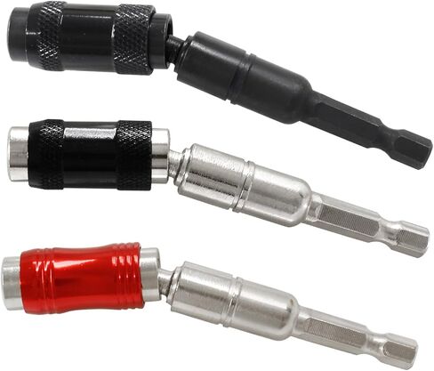 3 قطع حامل لقمة مثقاب مغناطيسي، محول لقمة مثقاب محورية 1/4 بوصة مع حامل لقمة سداسية سريعة الإصدار، أسود in Kuwait