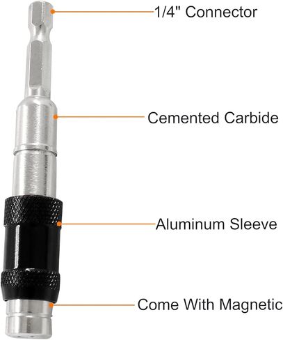 3 قطع حامل لقمة مثقاب مغناطيسي، محول لقمة مثقاب محورية 1/4 بوصة مع حامل لقمة سداسية سريعة الإصدار، أسود in Kuwait