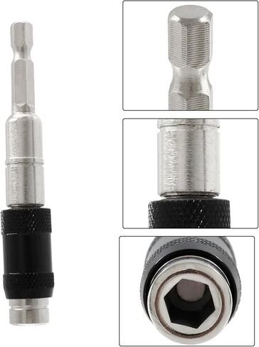 3 قطع حامل لقمة مثقاب مغناطيسي، محول لقمة مثقاب محورية 1/4 بوصة مع حامل لقمة سداسية سريعة الإصدار، أسود in Kuwait