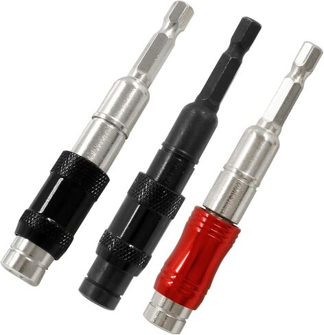 3 قطع حامل لقمة مثقاب مغناطيسي، محول لقمة مثقاب محورية 1/4 بوصة مع حامل لقمة سداسية سريعة الإصدار، أسود in Kuwait