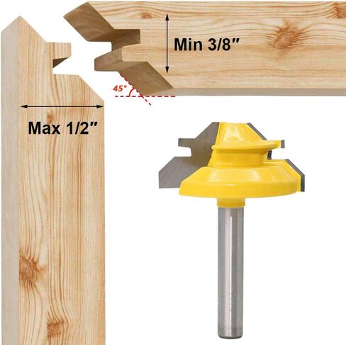 Mesee 45 Degree Lock Miter Router Bit, Carbide Lock Milter Cutter 1/4 Inch Stock Joint Router Bit for Woodworking Cutting Drilling Power Tools (1-3/8 Inch Diameter) in Saudi Arabia