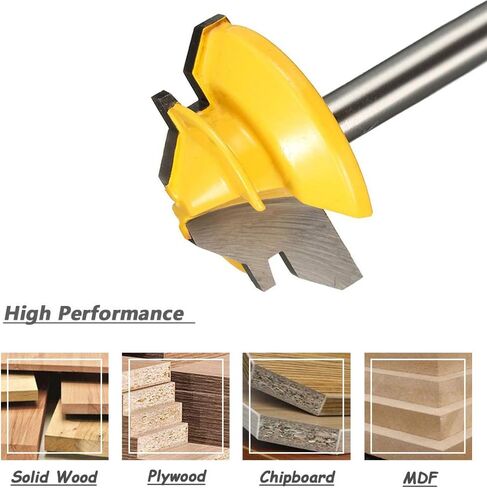 Mesee 45 Degree Lock Miter Router Bit, Carbide Lock Milter Cutter 1/4 Inch Stock Joint Router Bit for Woodworking Cutting Drilling Power Tools (1-3/8 Inch Diameter) in Saudi Arabia