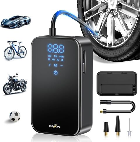 Tire Inflator Portable Air Compressor One Click Smart Pump Tire Inflator with Tire Pressure Gauge (150 PSI) 4500 mAh 2X Faster for Car Motorcycle Bicycle in Saudi Arabia