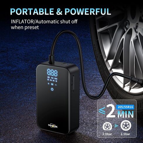Tire Inflator Portable Air Compressor One Click Smart Pump Tire Inflator with Tire Pressure Gauge (150 PSI) 4500 mAh 2X Faster for Car Motorcycle Bicycle in Saudi Arabia
