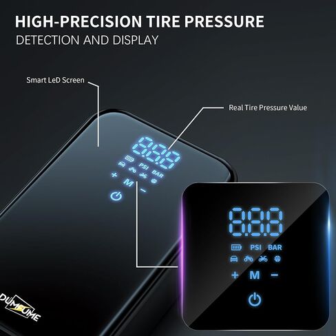 Tire Inflator Portable Air Compressor One Click Smart Pump Tire Inflator with Tire Pressure Gauge (150 PSI) 4500 mAh 2X Faster for Car Motorcycle Bicycle in Saudi Arabia