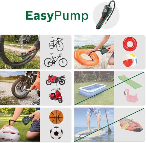 مضخة هواء كهربائية للمنزل والحديقة من بوش، ضاغط صغير EasyPump (بطارية 3.0 أمبير، 3.6 فولت، 150 رطل لكل بوصة مربعة، 10.3 بار، LED، في عبوة كرتونية) in Saudi Arabia
