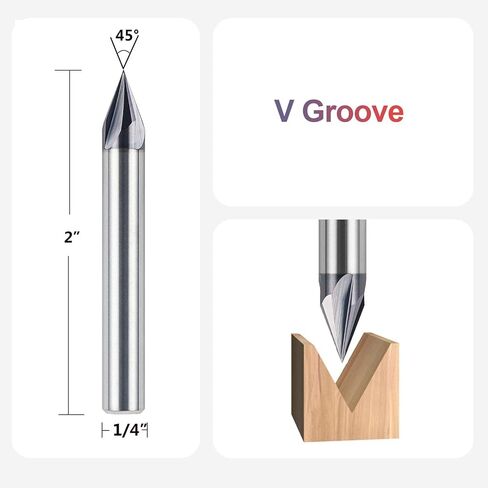 SpeTool 30 Degree V Groove Router Bit with Tiain Coated1/4 Inch Shank, 4-Flute Carbide Chamfer End Mill Carbide V Bit for CNC Engraving and Chamfering Lettering in Saudi Arabia